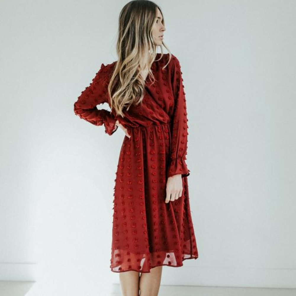 BURGUNDY WRAP DRESS